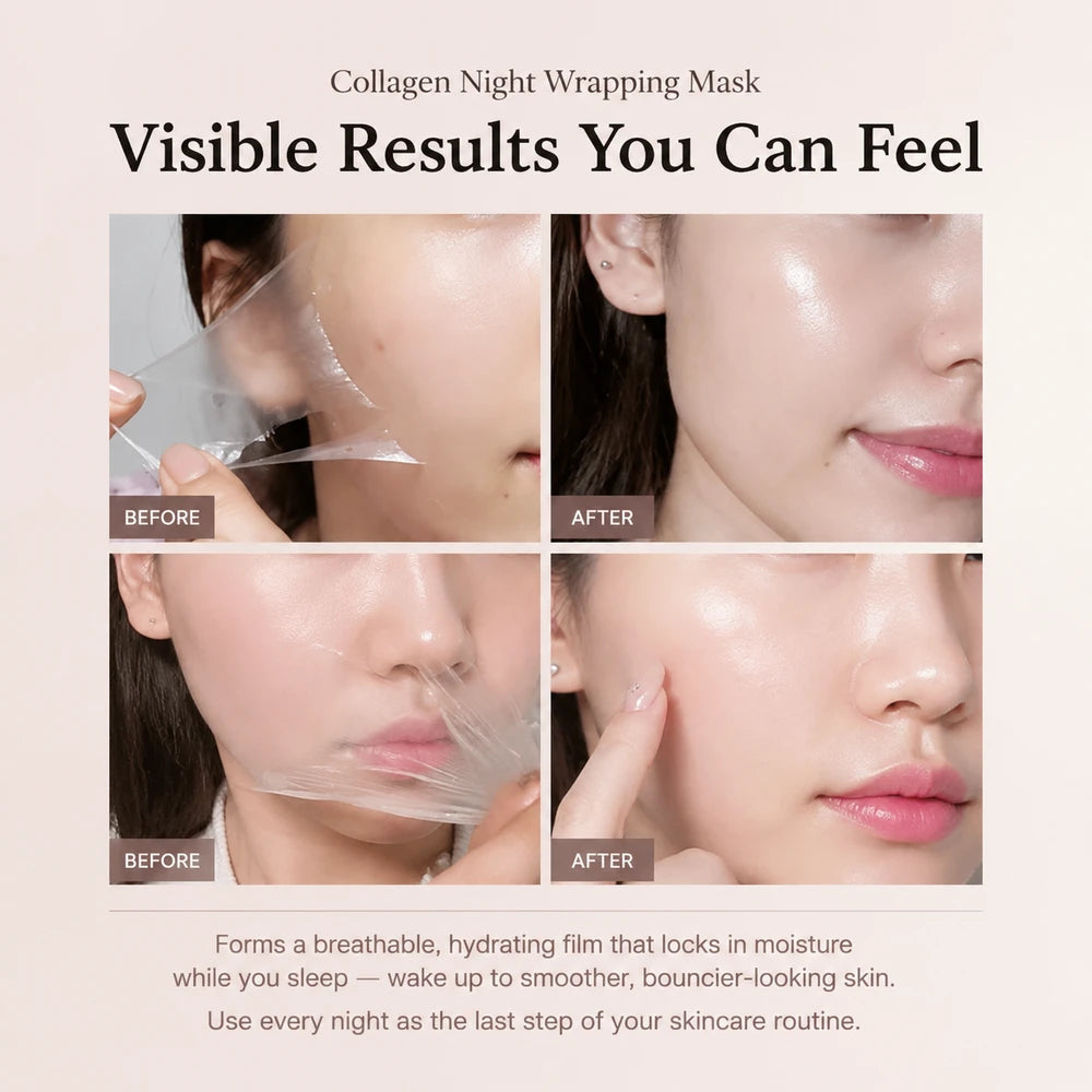 Face Night Collagen Mask Korean Skincare with Brush