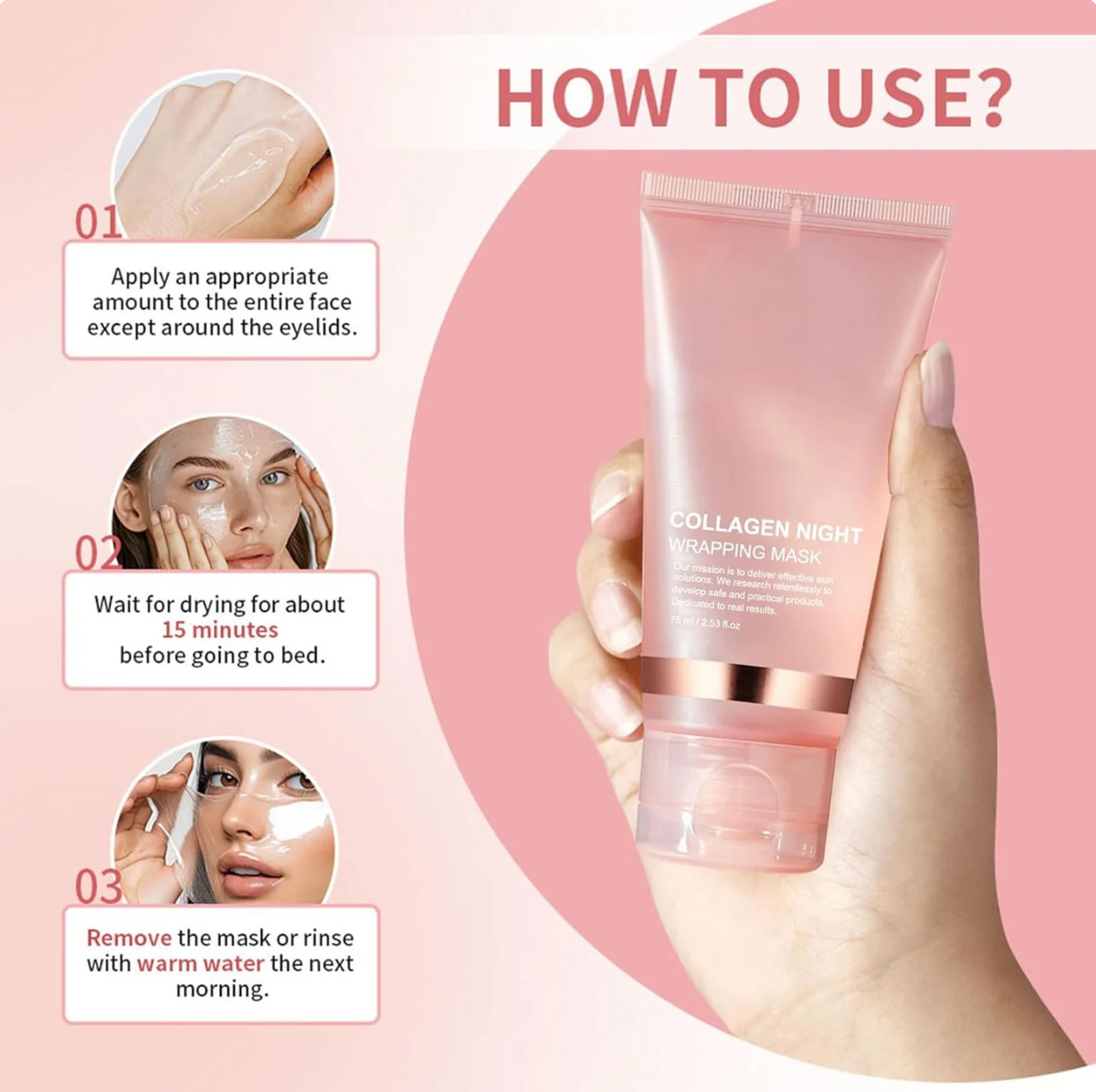 Face Night Collagen Mask Korean Skincare with Brush