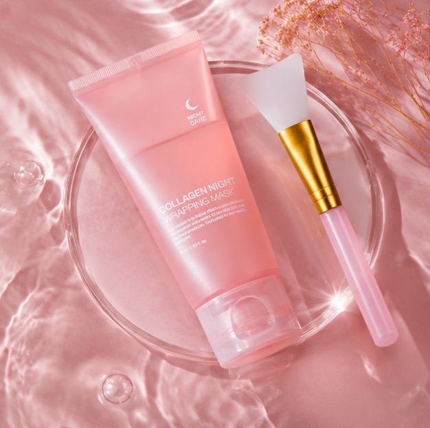 Face Night Collagen Mask Korean Skincare with Brush